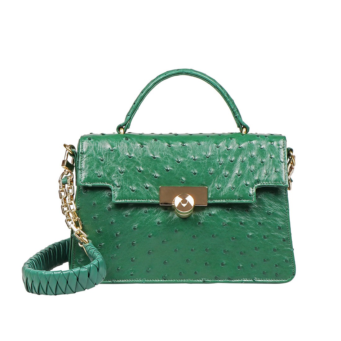 Luxury Ostrich Leather Bag Bartoli 02 (Green) – hidesignba