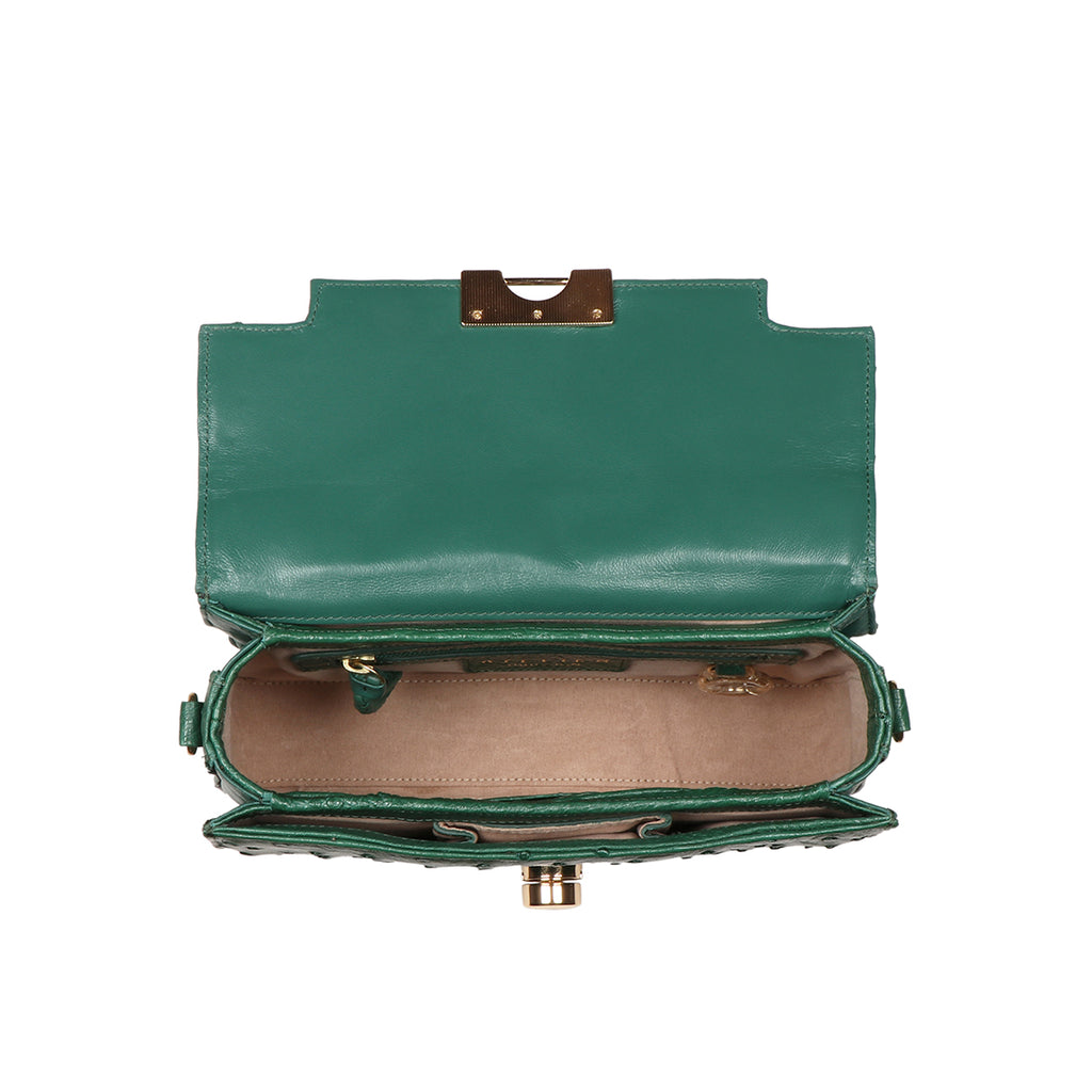 Luxury Ostrich Leather Bag Bartoli 02 (Green) – hidesignba