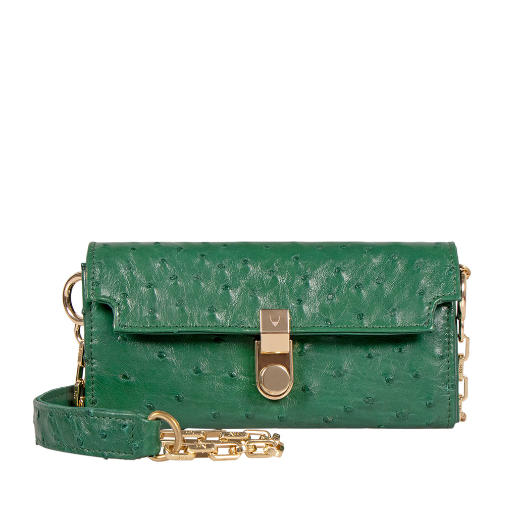 Luxury Ostrich Leather Bartoli W4 Crossbody Bag (Green) – hidesignba