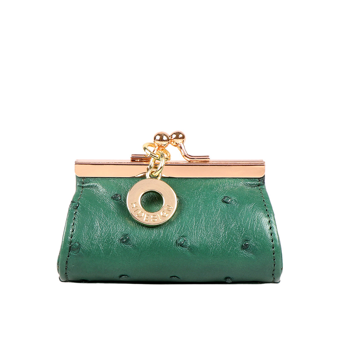 Luxury Ostrich Leather Elf Coin Pouch (Green)