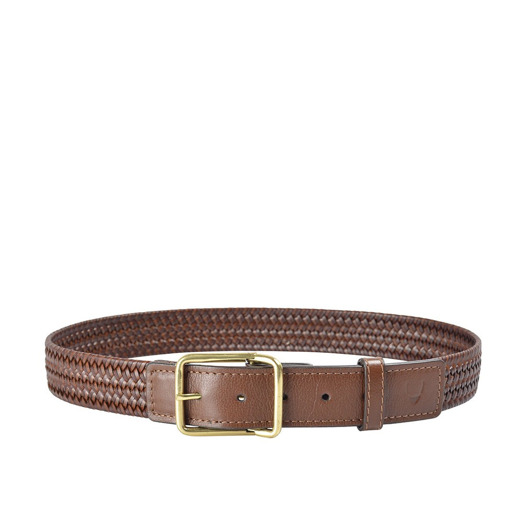 WOVEN LEATHER BELT - Brown